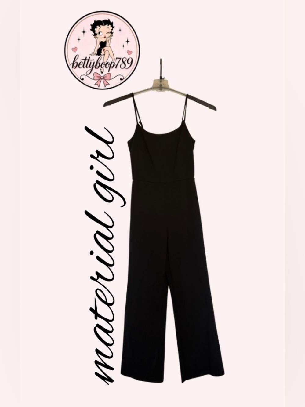 Material Girl Black Spaghetti-Strap Wide Leg Jumpsuit